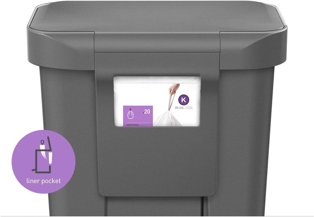 simplehuman CW1386CB 45L Rectangular Pedal Bin with Liner Pocket, Silent Soft Close Lid, Strong Wide Steel Pedal - Image 4
