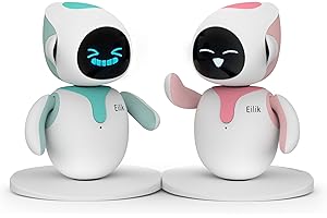 ENERGIZE LAB Eilik – Touch Interactive Toys, Cute Robot Pets with Abundant Emotions. Idle Animations&Mini-Games, Unique Gift for Girls & Boys. Support Update.(Blue + Pink Combination)