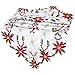 Fowecelt Christmas Embroidered Table Runner Christmas Poinsettia Holly Leaf Openwork Hand-Woven Table Linens for Christmas Decorations 15 x 69 Inch