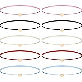 Sorcristy String Bracelet for Women, Couple, Friends, 10 PCS 5 Color Bracelets with Heart as Protection Bracelet, Adjustable Knot String Bracelets Amulets for Protection, Evil Eye, Good Luck