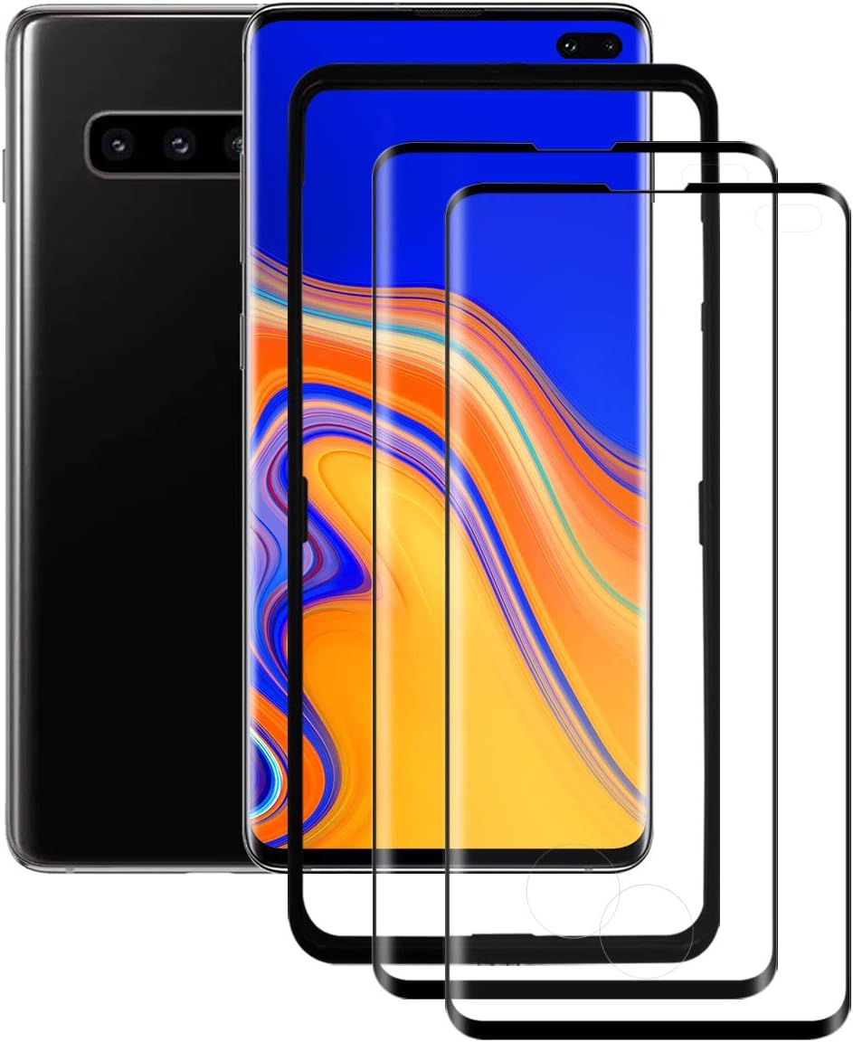 NONREN S10 Plus Screen Protector Glass (2 PACK) (Alignment Frame Tool), S10 Plus Screen Protector Tempered Glass 3D Full Coverage/Case Friendly/9H Hardness Screen Protector for Samsung Galaxy S10 Plus