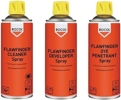 Rocol ROC63181 Flawfinder System Kit 3 Aerosols Dye Penetrant Developer Cleaner