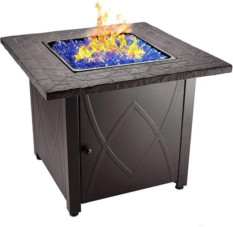 Blue Rhino Outdoor Propane Gas Fire Pit Blue Fireglass Amazon