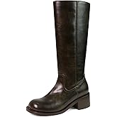 VBDB Women's Knee High Boots Square Toe Chunky Block Heel Long Boots for Women Comfortable Low Heel Womens Boots