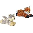 Aurora Bundle of 2 8" Floppy Beanbag Stuffed Wild Animals - Foxxie The Fox & Woolsey The Wolf
