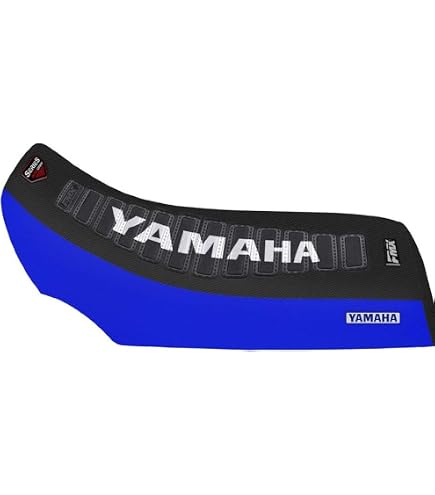 Yamaha Banshee Seat Cover - All Black/Blue Ribs, Handcrafted Moto-Tech Gripper Material (Fits 1987-2006) - View #8