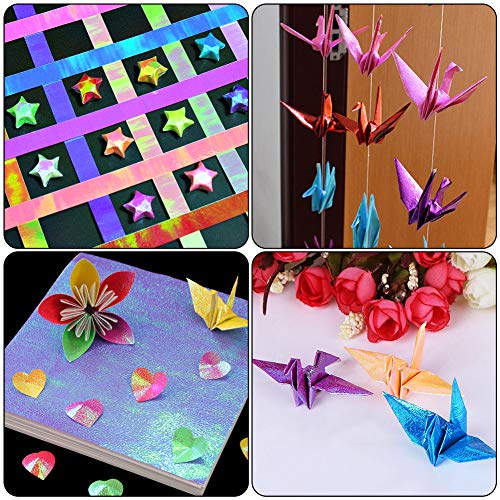 BigOtters Origami Paper, 200 Sheets Shiny Iridescent Paper 2 Sizes Square Folding Paper Handcraft Paper Decoration Paper for Kid DIY Paper Crane Stars Airplanes Teaching Arts Craft, 10 Colors