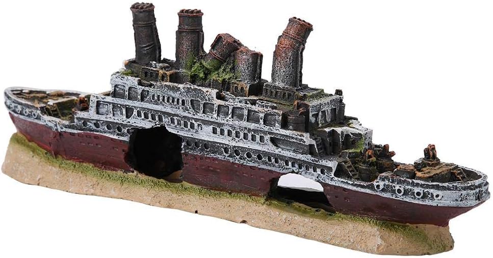 Aquarium Shipwreck Decorations Resin Titanic Lost Wrecked Boat Ship