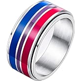 Nanafast Stainless Steel Rainbow Spinner LGBT Pride Ring for Gay & Lesbian - Love is Love LGBTQ Anxiety Ring for Women Men