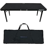Rockville RTBL4 Adjustable Height DJ Table with Carry Bag 20" x 60" | 26"&ndash;39.5" Height Range, Cable Port, Pin-Lock Legs, 180 lb Capacity, Carpet Finish, Folding Legs