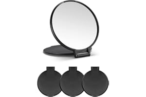 MOMIRA Compact Mirror Bulk Round Makeup Mirror for Purse, Set of 3, 2.6" L x 2.37" W (Black)