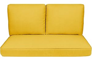 Quality Outdoor Living Universal Deep Seat Loveseat Cushion Set-UV Resistant & Comfortable Patio Furniture, 46 x 26, Buttercup
