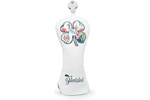 BAIRBRE Golf Club Covers White Lucky Clover Golf Head Covers Driver Covers Fariway Wood Headcover Hybrid Covers Leather Golf Headcover with Number Tag for All Brand