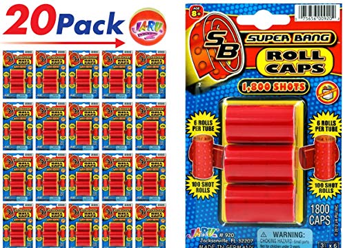 JA-RU Roll Caps for Cap Guns 1800 Shots (20 Packs) and one Collectable Bouncy Ball 920-20p