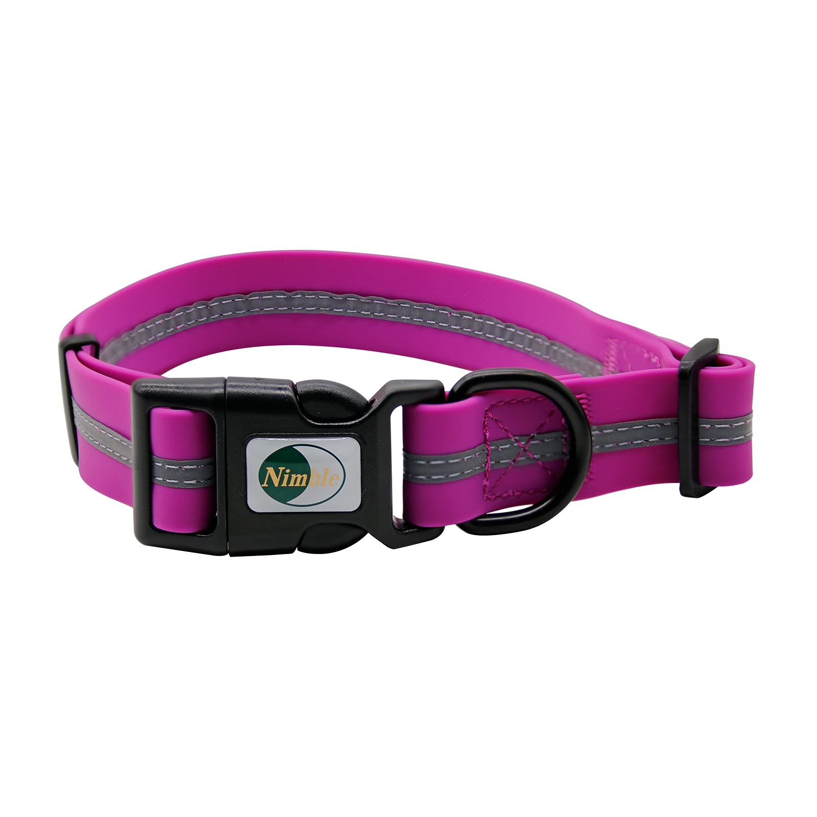 Photo 1 of NIMBLE Dog Collar Waterproof Pet Collars Anti-Odor Durable Adjustable Polyester Soft with Reflective Cloth Stripe Basic Dog Collars S/M/L Sizes (Medium (11.81”-18.5”inches), Rose Purple)