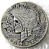 suiwoyoujooact HB(41) US Hobo Nickel 1922 Peace Dollar Skull Zombie Skeleton Funny Coin Skull Keychain Pendant