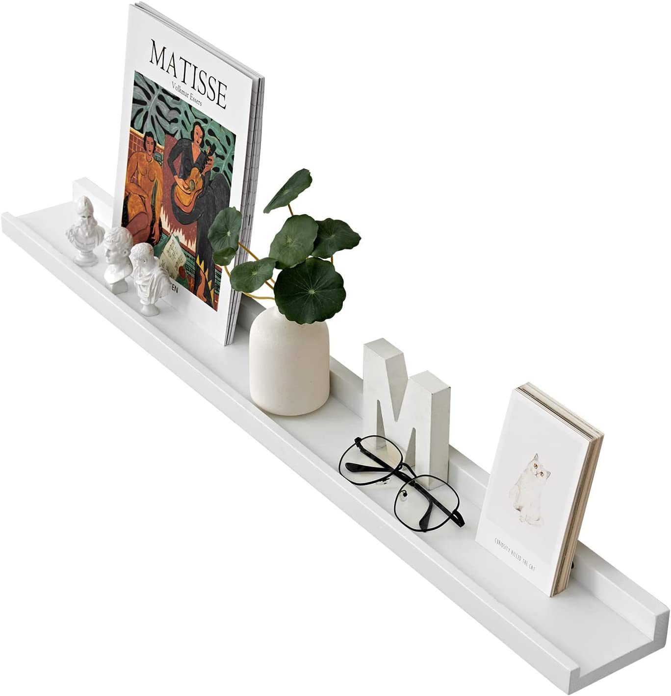 Gieanoo Floating Shelf White, 50cm Oak Wood Picture Ledge Wall mounted Display Rack Spice Rack Decorative Wall Shelf Radiator Shelf Easy to Install for Bedroom, Kitchen, Living Room, Hallway