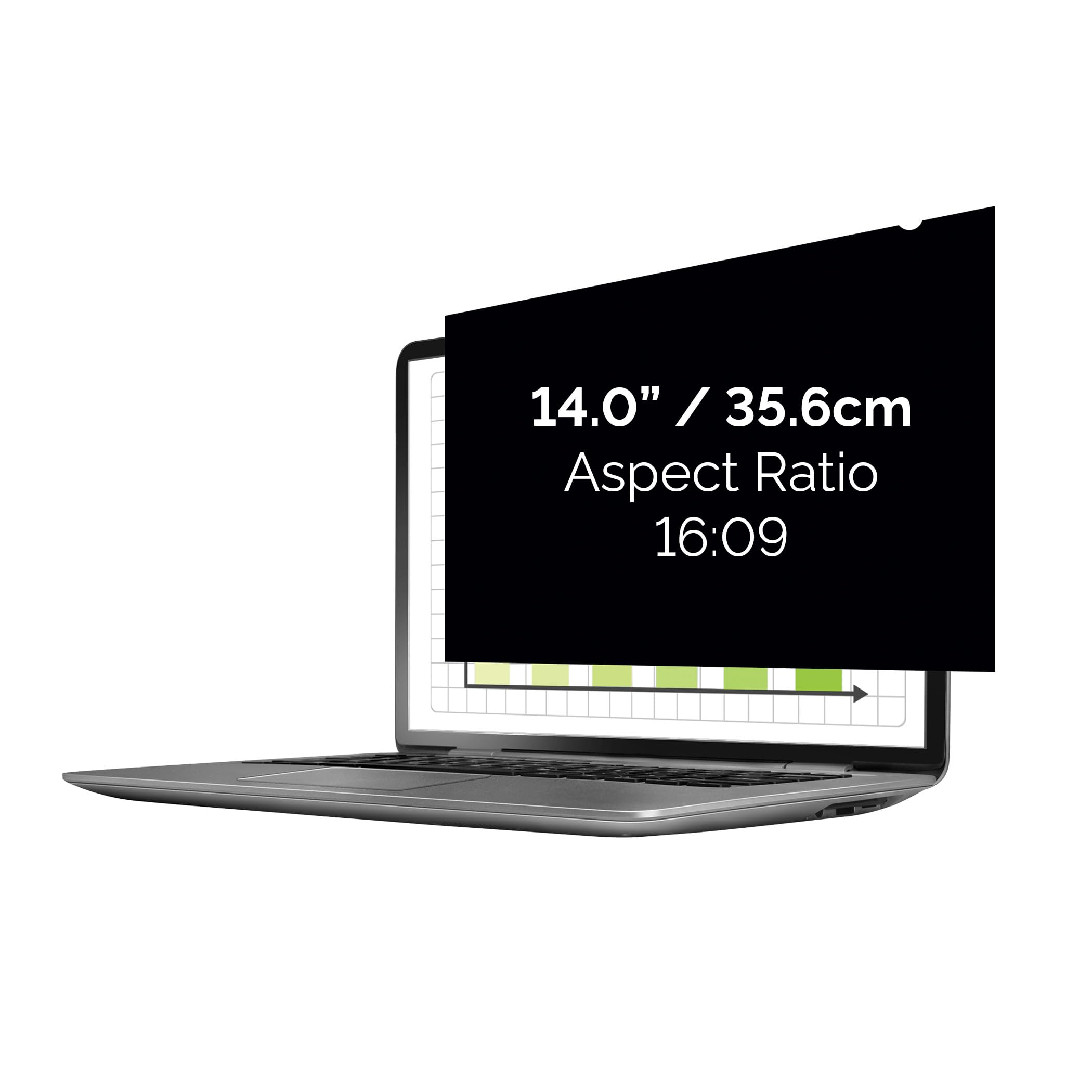 Fellowes PrivaScreen™ Black Out Privacy Filter Anti Glare Screen Protector for Laptop 14.0" Inches (16:9 Aspect Ratio) 310 x 176mm) - Easy Attach & Removal with Quick Reveal Tabs