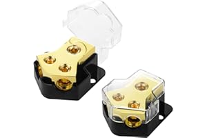 OXDFK 2 Way Power Distribution Block,2 PCS 12v Distribution Block 0/2/4 Specification Input 4/8/10 Specification Output Amplifier Ground Distributor, Suitable for Power Distribution Block Car Audio