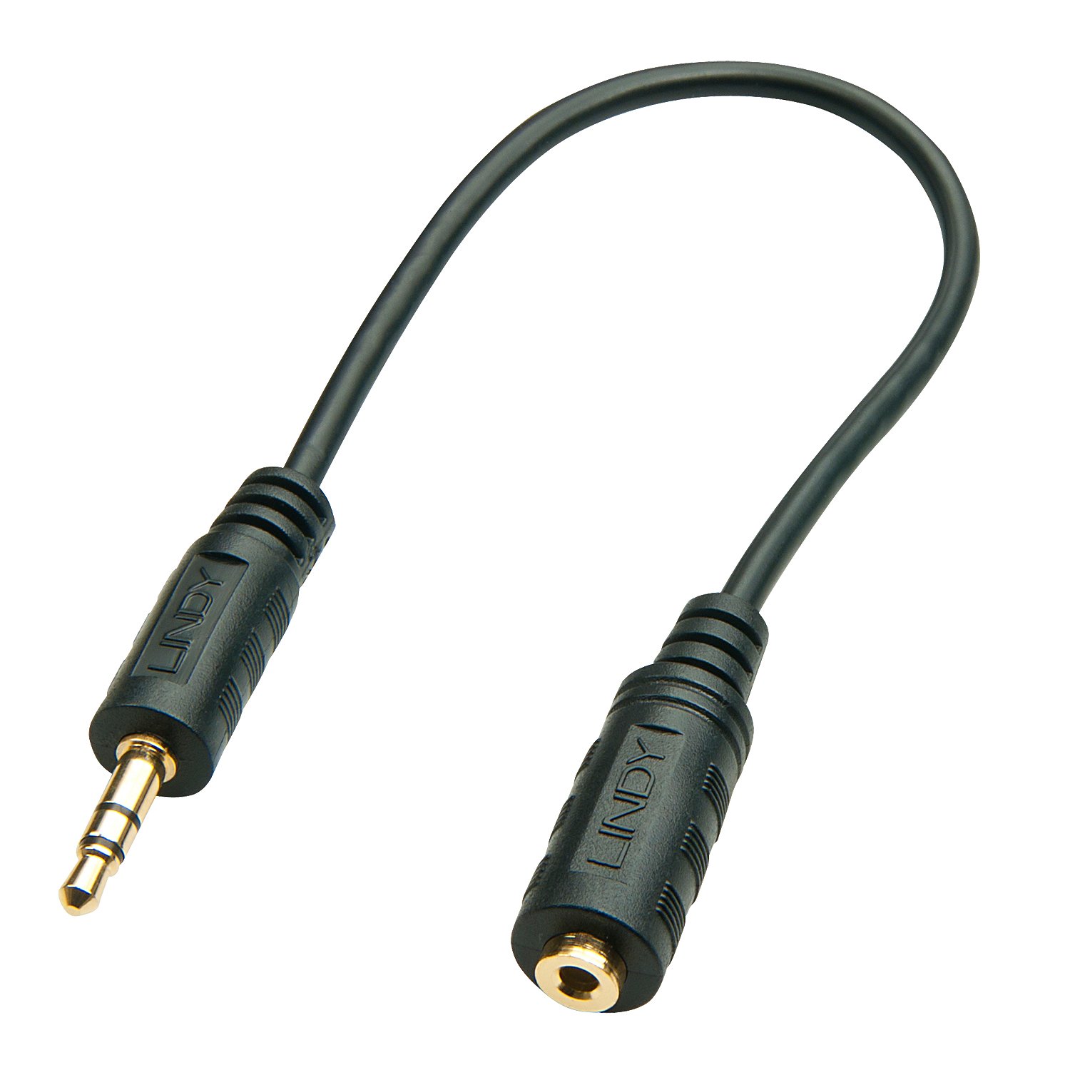 LINDY 35699 Premium Audio Cable Jack 3.5 mm Male to 2.5 mm Jack Female, 20 cm Black