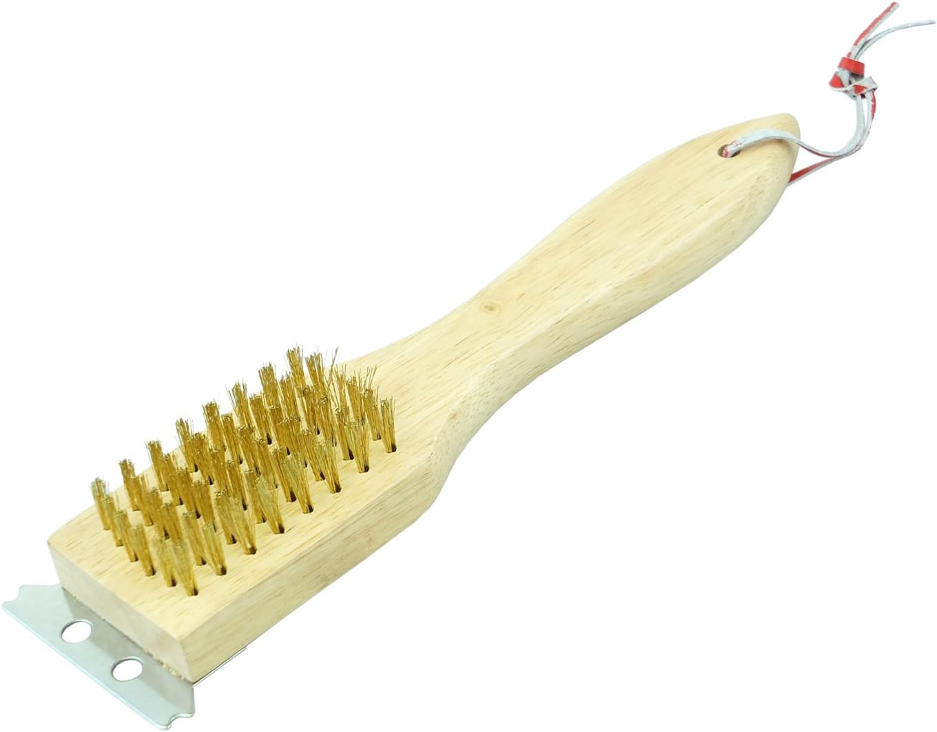 Gadget Zone UK® Barbecue Grill Brush and Scraper Large Wooden Oak Handle 2 In 1 Stainless