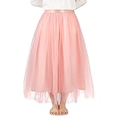 Noomlfish Kids Long Tutu Skirts Flower Girl Tulle Party Maxi Skirt (4-12 Years)