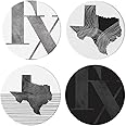 Modern Black & White Texas Set 1, Joyride Home Decor, 4 Ceramic Coasters, 4-inch Circle Drink Coasters, Set of 4, Non-Slip Cork Back, Protects Surfaces, Express Your Style.