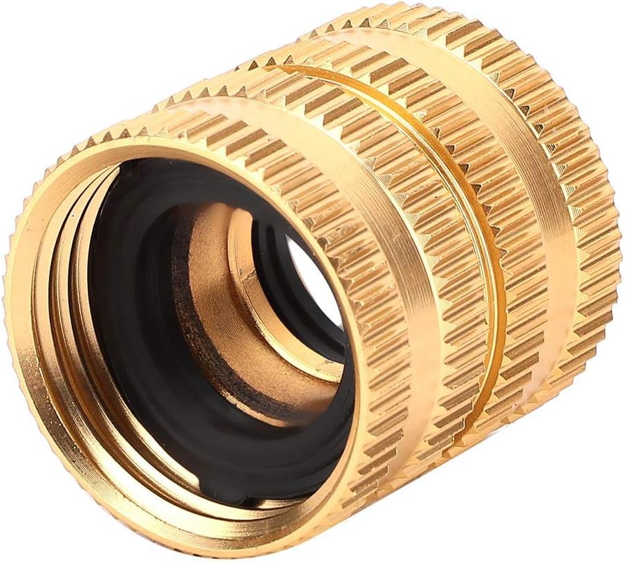 3/4" Brass Garden Hose Connector with Dual Swivel for Male Hose to Male Hose Double Female, Gold, 1.14*1.18inch - Image 4