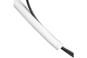 D-Line White 43in Cable Sleeve, Flexible Wire Protector Tubing, Split Electrical Conduit, Plastic PC Cable Management Tube, Cord Sheath, TV Loom Tubing - 1.26in Diameter, 43-inch Length