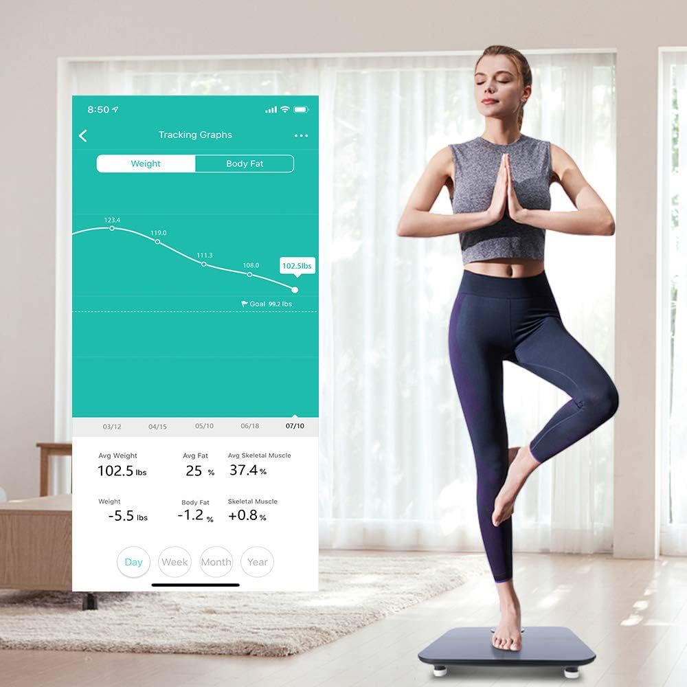 YUNMAI Smart Scale Body Fat Scale with New Free APP & Body Composition Monitor with Extra Large Display: Health & Personal Care