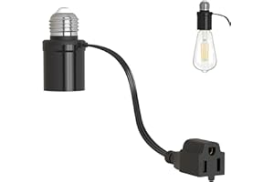 Aaeytby Light Socket Outlet Adapter, 3 in 1 Light Bulb Plug Adapter, Convert E26/E27 Bulb Socket to 3 Prong Outlet with Extension Cord, Suitable for Outdoor Porch Garage Patio Use 1-Pack