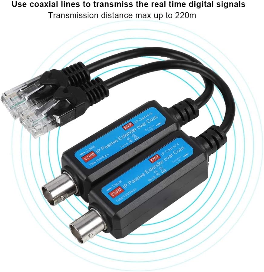 VBESTLIFE 10/100Mbps 1CH Passive IP Network Coaxial Transmitter Receiver Extender for IP NVR Camera, default - Image 4