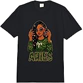 Aries Queen Aries Zodiac Sign Loc'd Afro Girl Comfort Colors Adult Heavyweight T-Shirt
