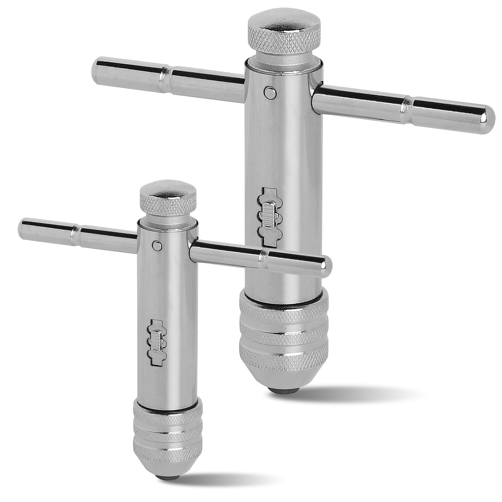 DBREAKS 2 x T-Handle Tap Holders, Taps and Dies Left Turn, Reversible Ratchet Tap Holder, Hand Taps Adjustable Ratchet Key, for Metric Tap M3 - M8 / M5-M12
