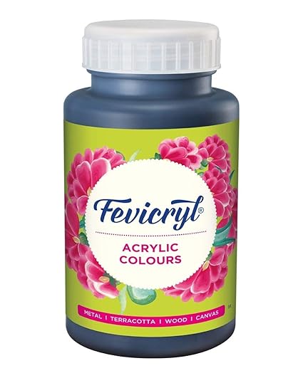 PIDILITE Fevicryl Acrylic Paint, Black Acrylic Colour, 500 ml, Art and Craft Paint, DIY Paint, Rich