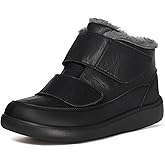 Hsyooes Diabetic Boots for Men Wide Width Winter Snow Boots Adjustable Straps Anti-slip Water Resistant Winter Shoes Warm Fur Lining Diabetic Shoes for Swollen Feet