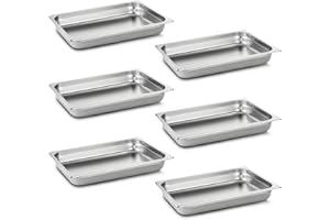 Aplancee 6-Piece Full Size Steam Table Pan Set 2.5 Inch Deep - Anti-Jamming Stainless Steel Hotel Food Pan, Dishwasher Safe & Oven Safe for Catering, Buffet, Salad & Restaurant Use