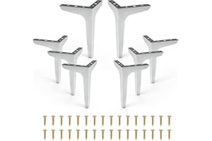 LOSODONA 7 Inch Furniture Legs Set of 8 Right Angle Furniture Legs Metal Table Legs Metal Modern Style Sofa Legs Chair Legs Heavy Duty Sofa Replacement Feet for Couch, Nightstand, Ottoman, Cupboard (Silver)