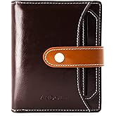ANDOILT Wallets for Women Genuine Leather Small Bifold Wallet RFID Blocking Card Case Purse with ID Window Coin Pocket | Small, RFID Blocking, Card Case, Purse, with ID Window, Coin Pocket