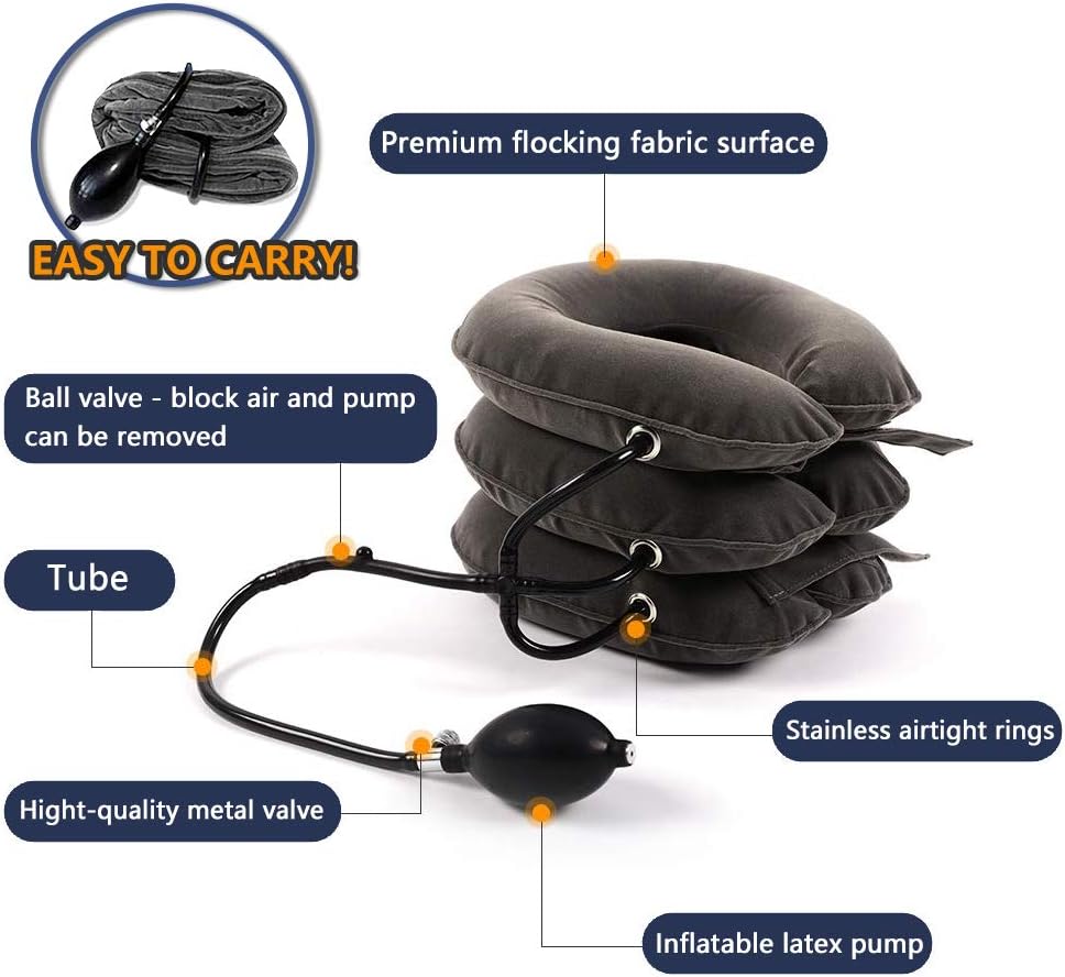 Cervical Neck Traction Device for Instant Neck Pain Relief - Inflatable & Adjustable Neck Stretcher Neck Support Brace, Best Neck Traction Pillow for Home Use Neck Decompression: Health & Personal Care