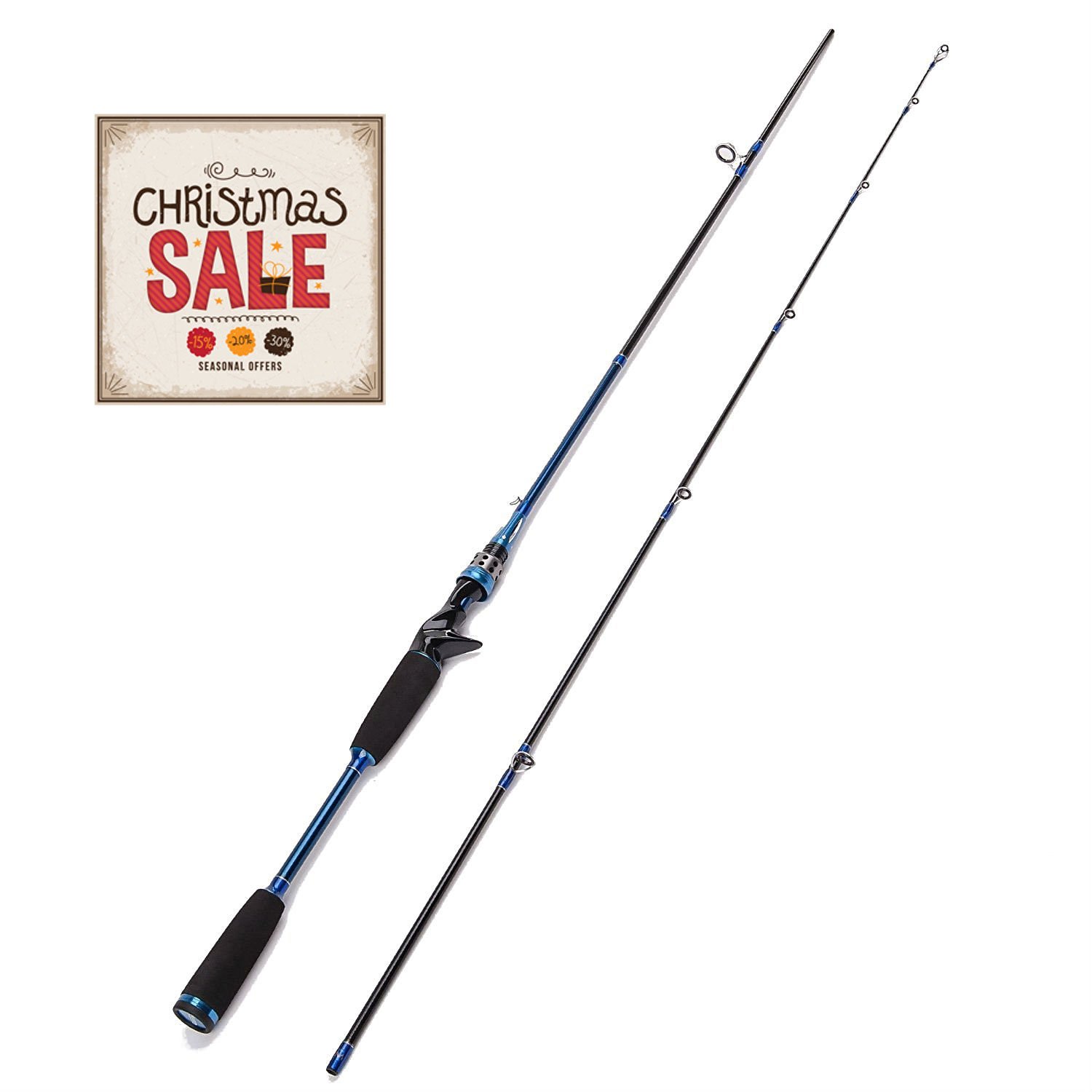 Entsport 2 Piece Casting Rod Graphite Portable Baitcast Rod Inshore