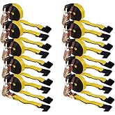 Mytee Products (10 Pack) Ratchet Tie-Down Straps with Flat Hooks, 2" x 30' Ratchet Straps Yellow | 10,000 Lbs Breaking Strength | TieDown Ratchet Straps for Flatbed, Truck, Trailers Pickup