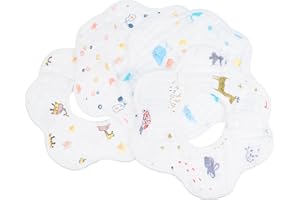 BAZEITFLOW 4Pcs Pure Cotton Bibs Lightweight Absorbent Drool Towels for Boy Girl Unisex Soft Muslin Feeding