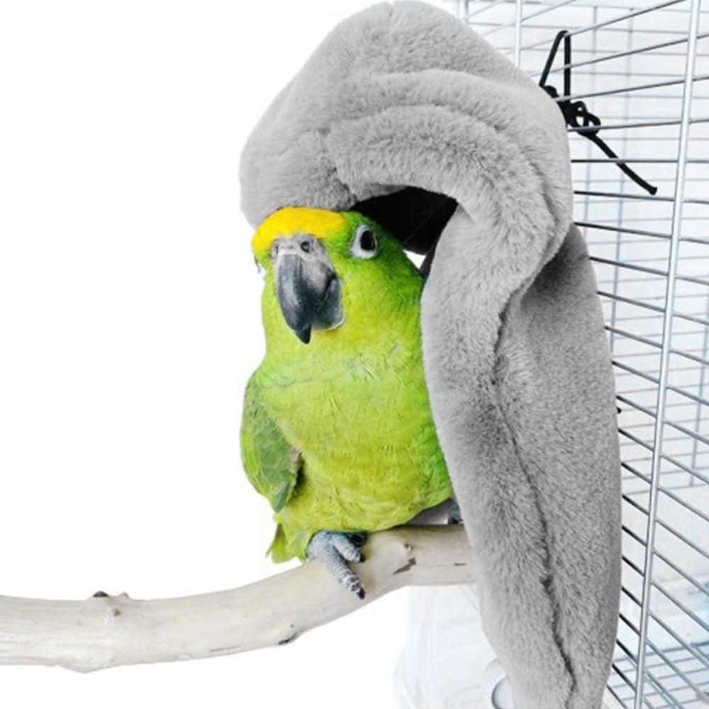 Corner Fleece Bird Blanket, Warm Parrot Cuddle Nest Hanging Toy Comfort Parrot Cage Snuggle Hut for Parakeet Cockatiel Pigeon Parrots Cockatiels