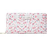 Sunwel Fashion Floral Clutch Wallet for Women Vintage Patchwork Ditsy Flowers Zipper Around Credit Card Wallet (PINK)