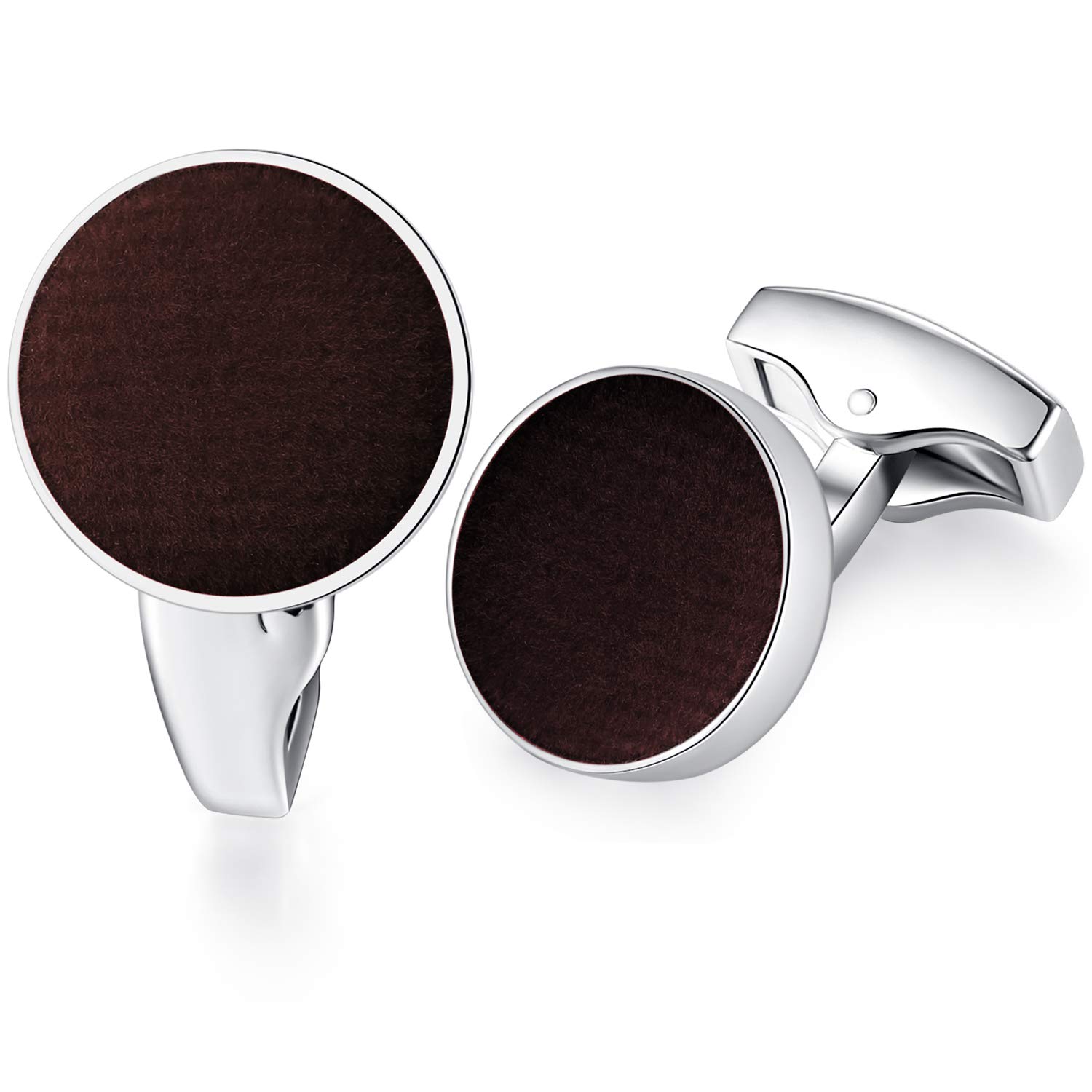 HONEY BEAR Cotton Fabric Valvet Cufflinks for Mens Shirt,for Business Wedding Gift (Brown)