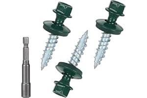 BOBIBBI Metal Roofing Screws 10 x 1 inch, Green Hex Head Sheet Metal Roof Screw with EPDM Washer for Corrugated Roofing (250Pcs)