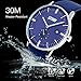 Men's Unique Wrist Quartz Analog Watch with Blue Leather Band, Dress Casual Classic Waterproof Business Watches with Stainless Steel Case and Calendar Date Window