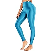 Sghenr Women's High Waisted Yoga Pants Tummy Control Shiny Sports Tights Workout Leggings