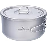 Boundless Voyage Titanium Pot Multifunctional Cooker Ultralight Camping Pot with Handle & Lid Outdoor Open Fire Cookware for Backpacking, Hiking, Bushcraft Cooking Ti2041C